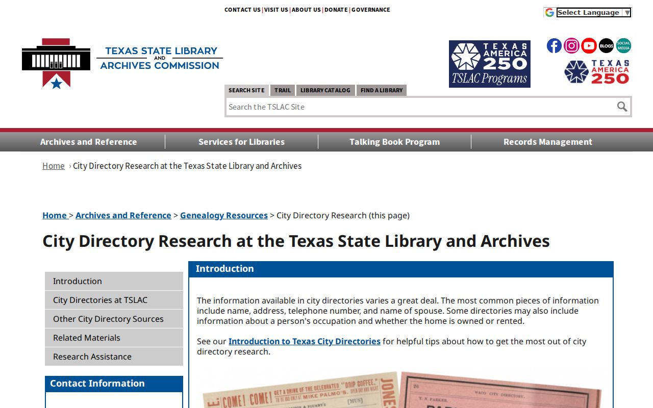 San Juan city directory research using the Texas State Library guide